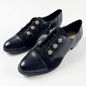 602. Nine West Button Oxford Shoes Black Cap Toe Women’s 8.5